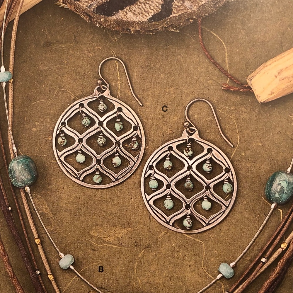 Silpada Sterling Silver Blue Green Howlite Earrings W1682 - Picture 10 of 10